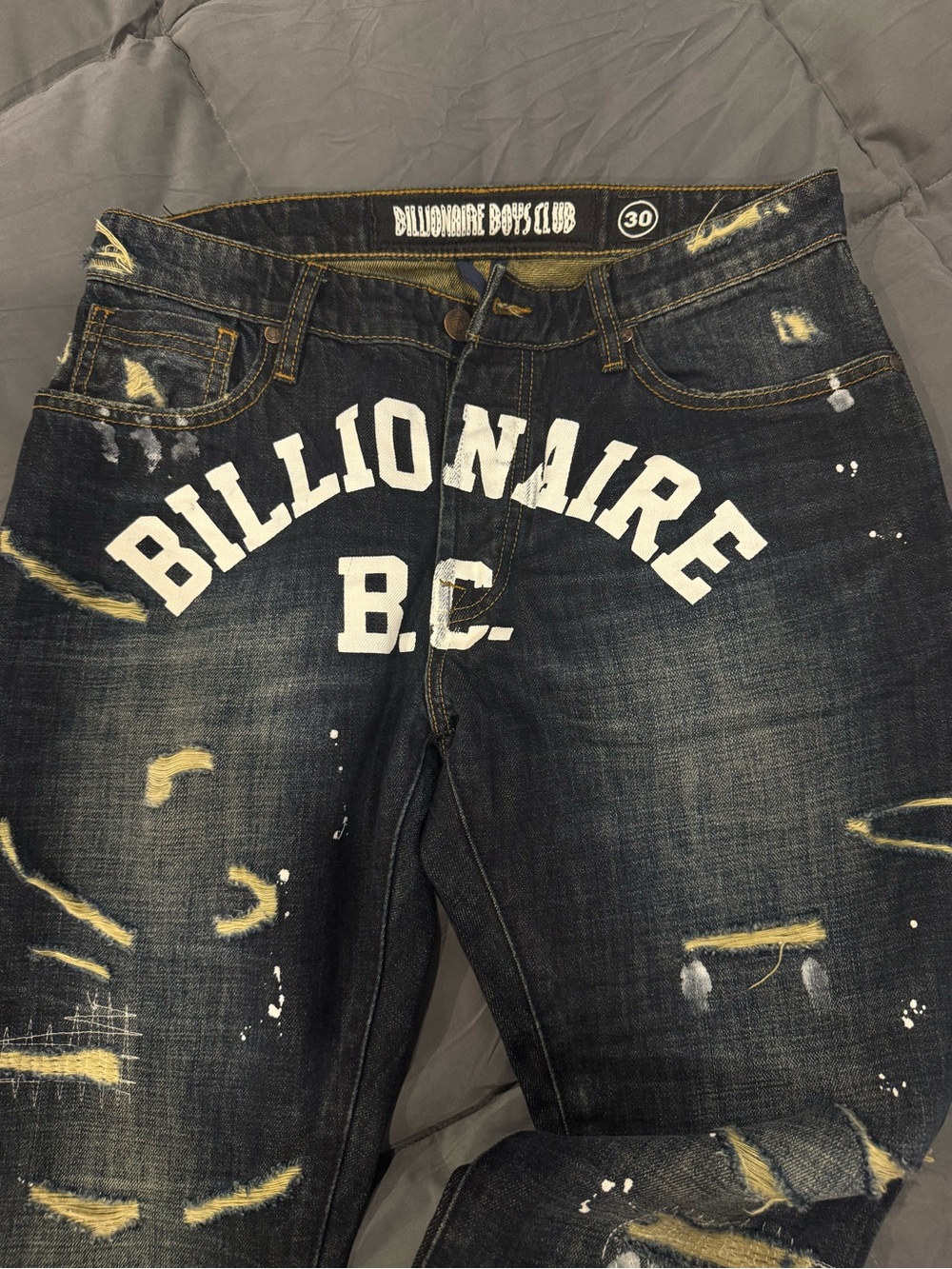Billionaire Boys Club Distressed Dark Wash Slim Straight Jeans - Picture 5 of 5